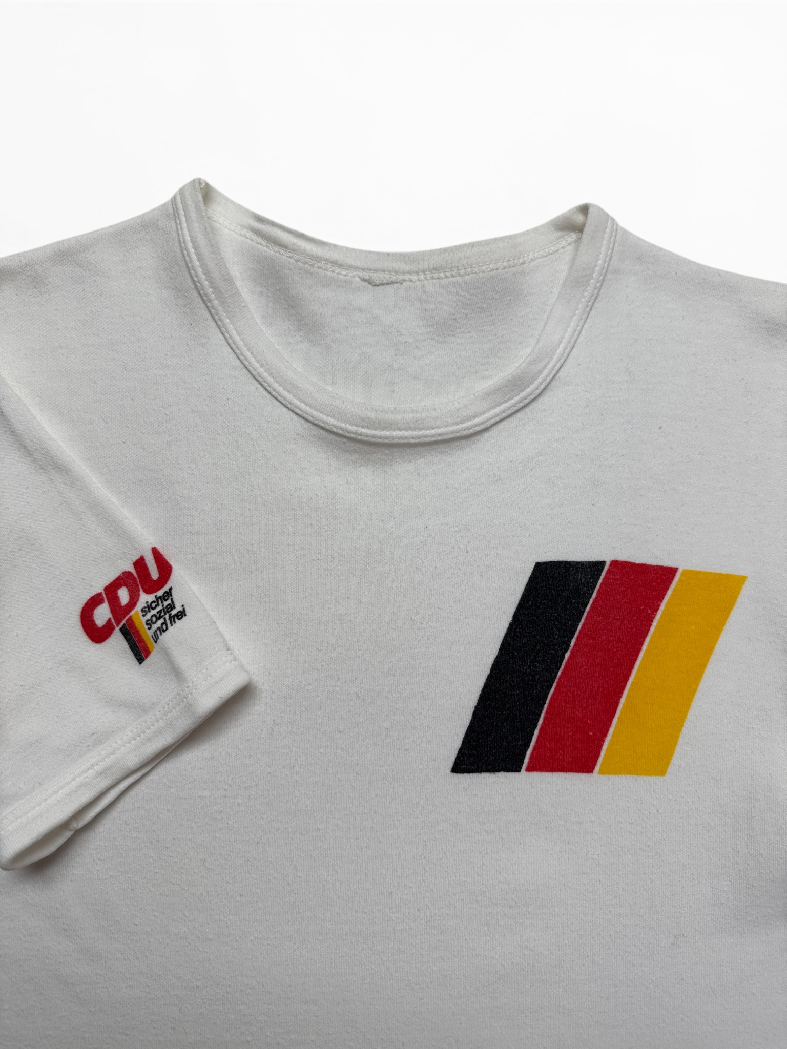 70s/80s CDU Shirt "Sicher Sozial Und Frei" Weiß
