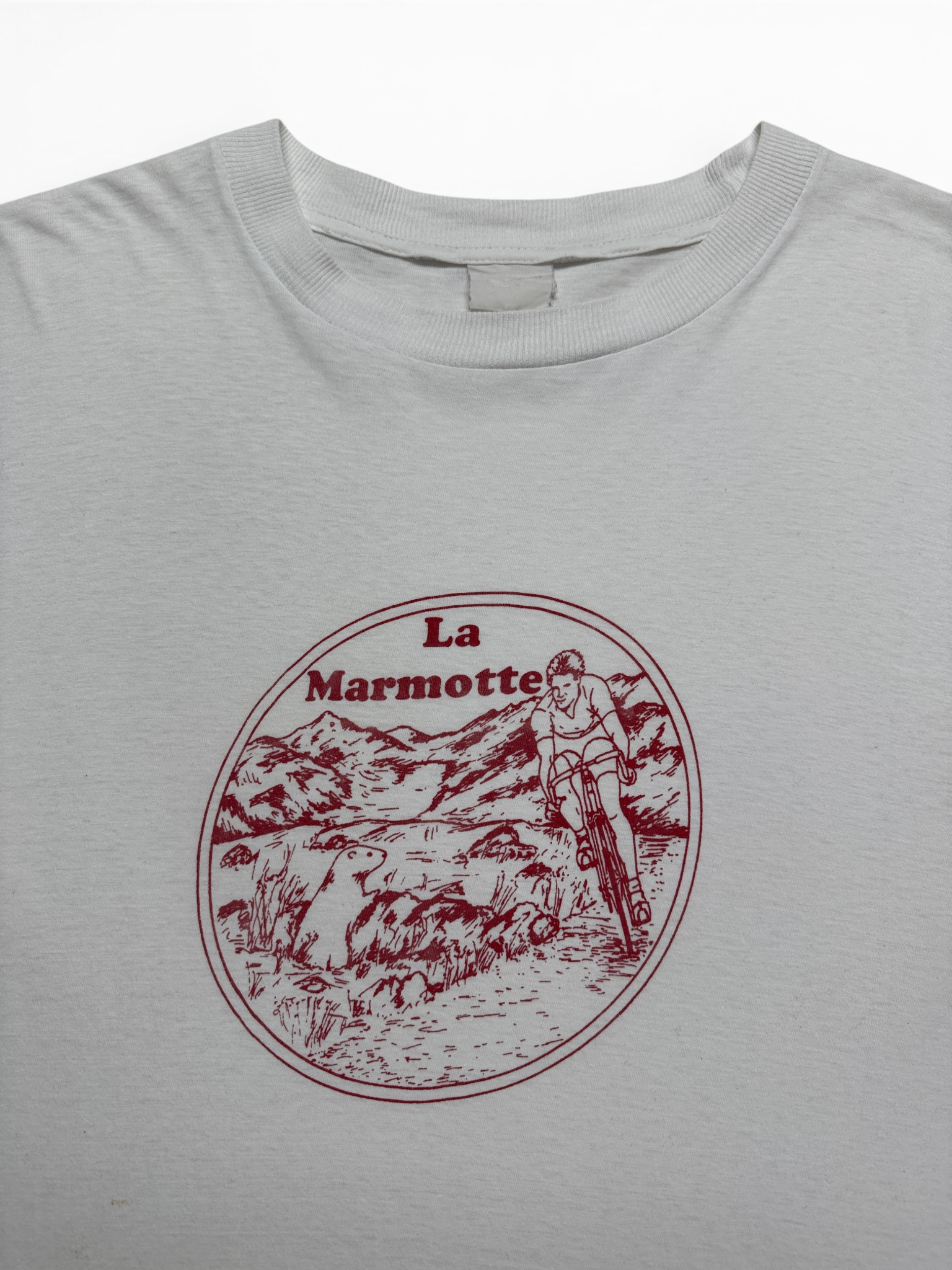 80s Shirt La Marmotte Cycling Single Stitch Weiß