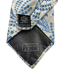 90s Gianfranco Ferré Krawatte Floral Pattern Seide Made In Italy Blau Weiß