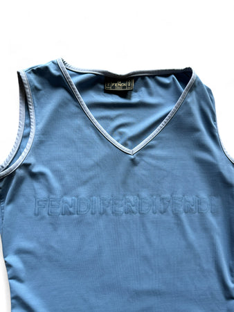 Vintage Fendi Top Damen Mit Spellout Made In Italy Hellblau 38