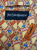 90s Yves Saint Laurent Krawatte Floral Print Made In Italy Seide Gelb Rot
