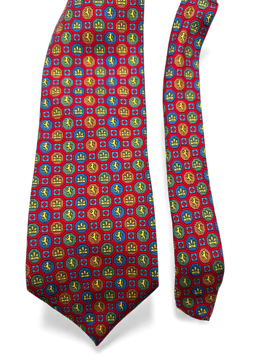 1996 Museumskrawatte Catedral de Toledo Palacios y Museos Seide Made In Italy Rot Bunt