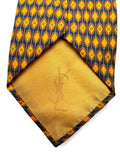 90s Yves Saint Laurent Krawatte Seide Made In Italy Blau Gelb