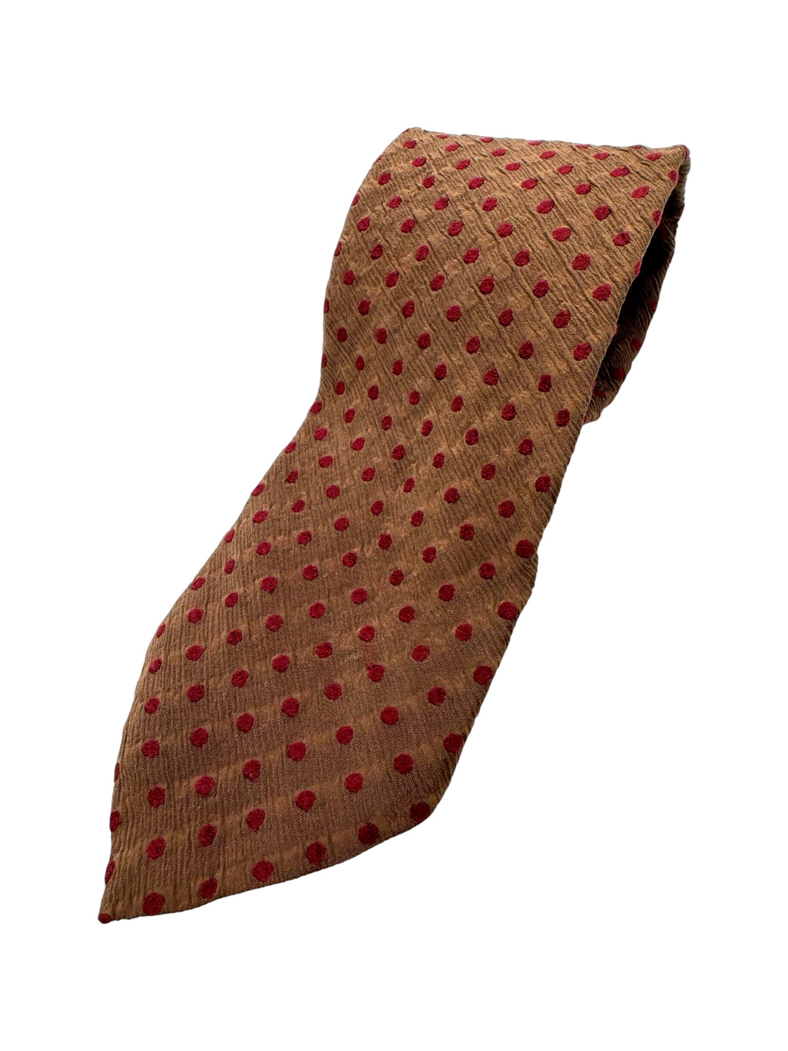 80s Giorgio Armani Krawatte Punkte Seide Made In Italy Braun Rot