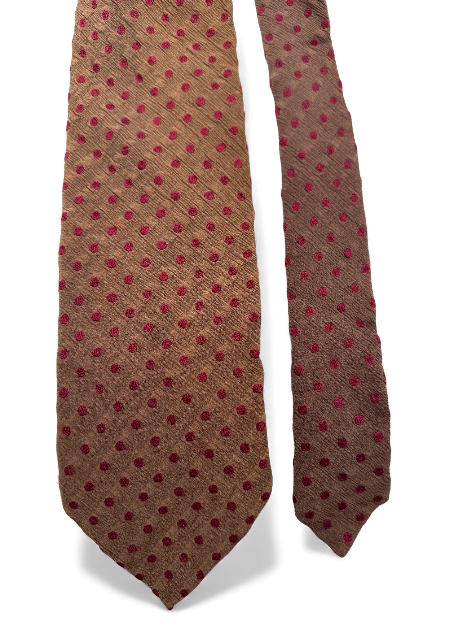 80s Giorgio Armani Krawatte Punkte Seide Made In Italy Braun Rot