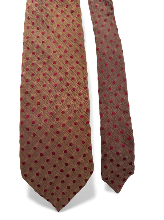 80s Giorgio Armani Krawatte Punkte Seide Made In Italy Braun Rot