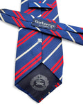 90s Burberrys Krawatte Navy Regimental Stripe Made In Italy Seide Dunkelblau