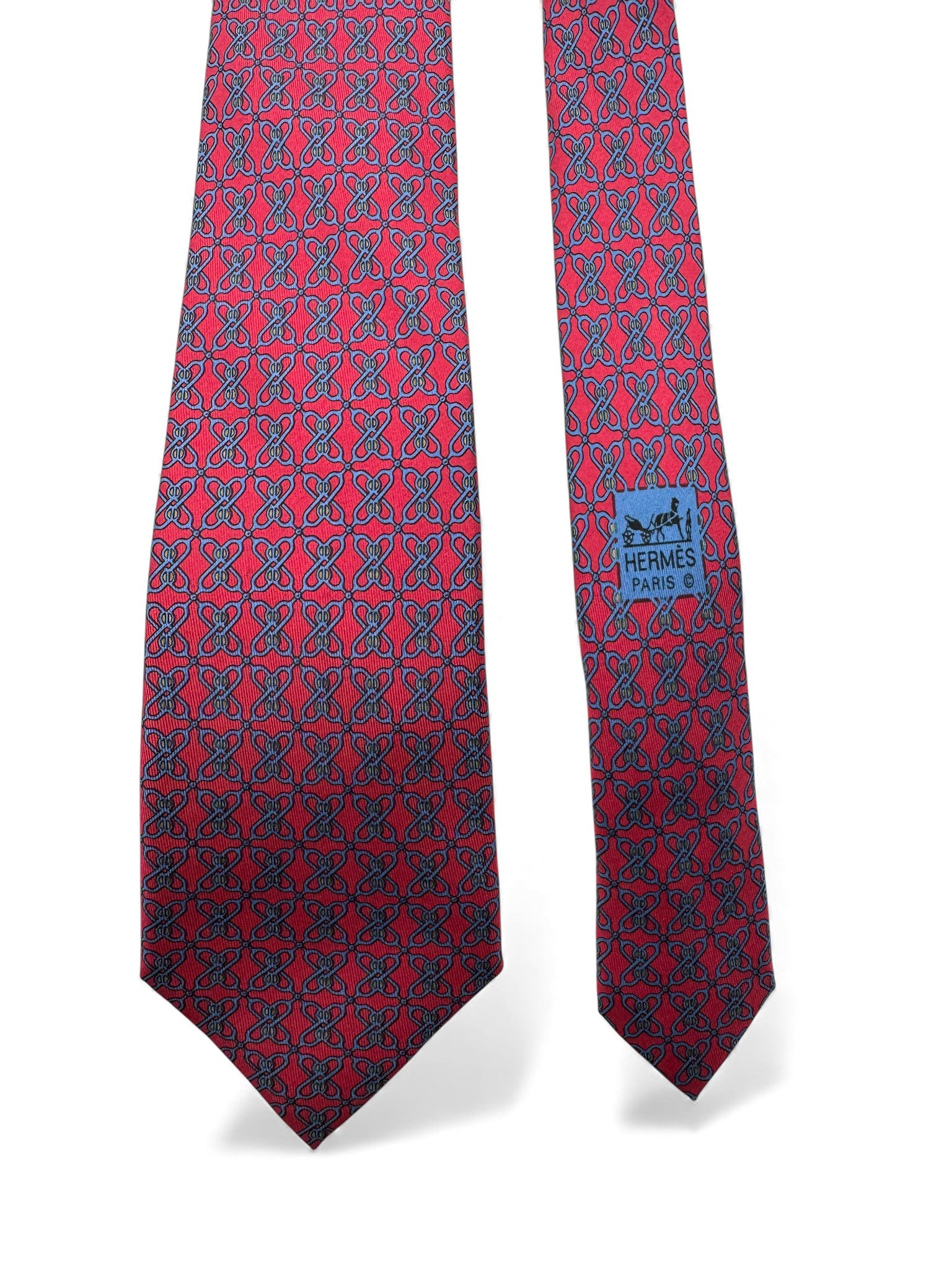 90s Hermes Krawatte Seide Made In France Rot Blau