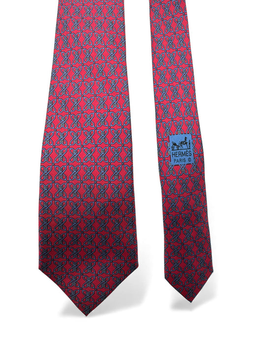 90s Hermes Krawatte Seide Made In France Rot Blau