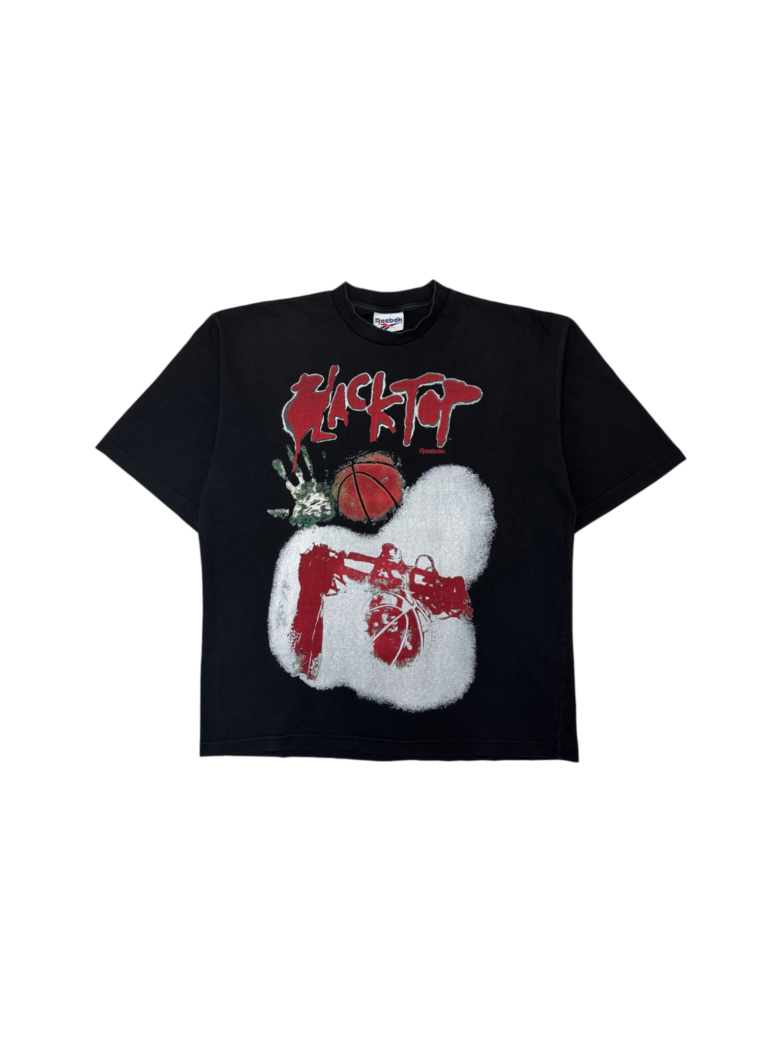 90s Reebok Blacktop Shirt Made In Portugal Schwarz