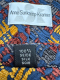 90s Anne Surkamp Kramer Krawatte Made In Germany Seide Dunkelblau Gelb