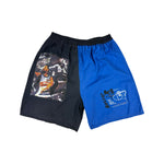 Vintage Shorts 90s Basketball Print "Up, up, and away" Schwarz Blau M-L