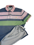 Ralph Lauren Poloshirt Custom Fit Gestreift Grün Rosa XL