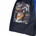 Vintage Shorts 90s Basketball Print "Up, up, and away" Schwarz Blau M-L