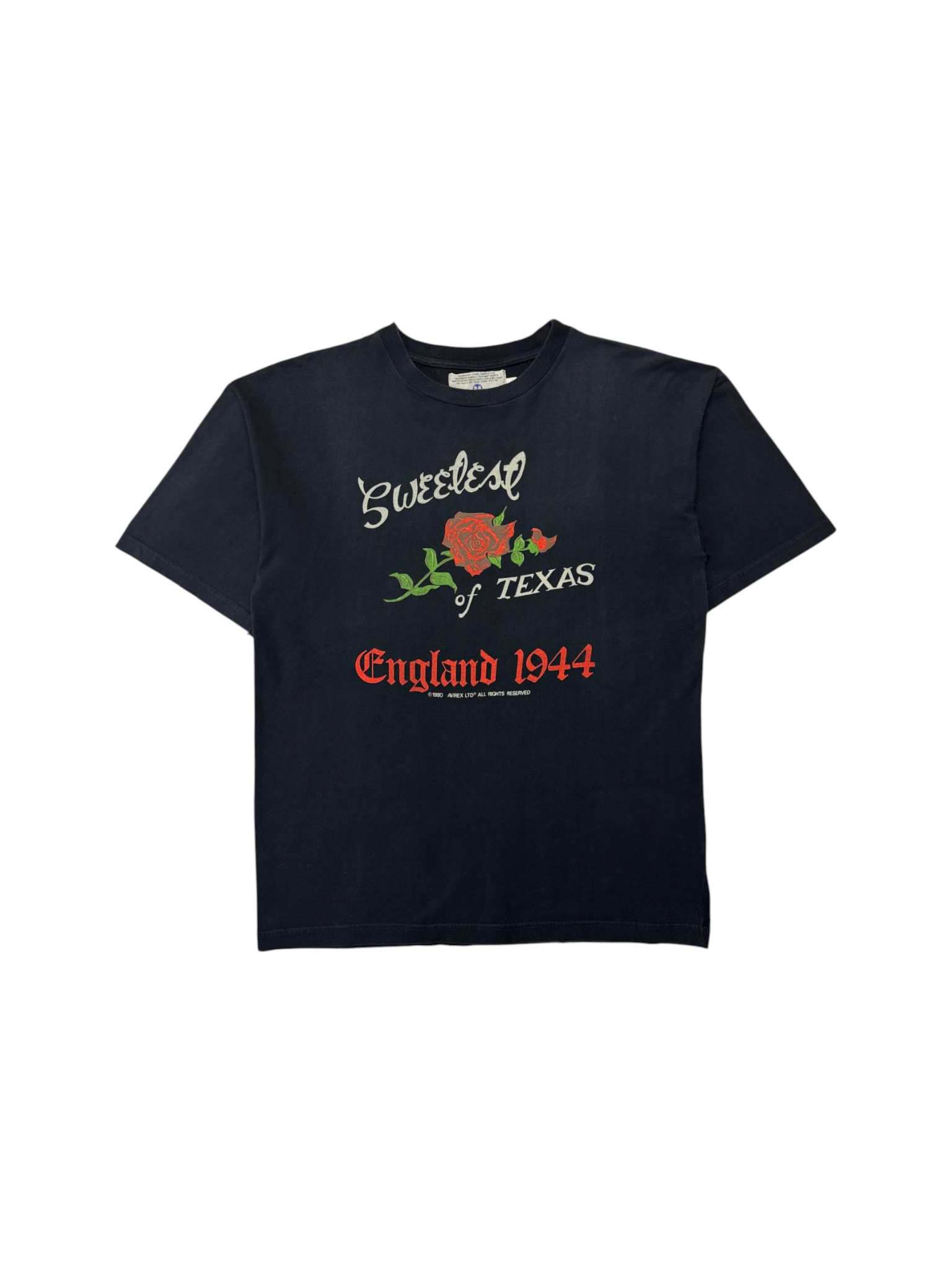 1990 Avirex Shirt "Sweetest of Texas - England 1944" Schwarz