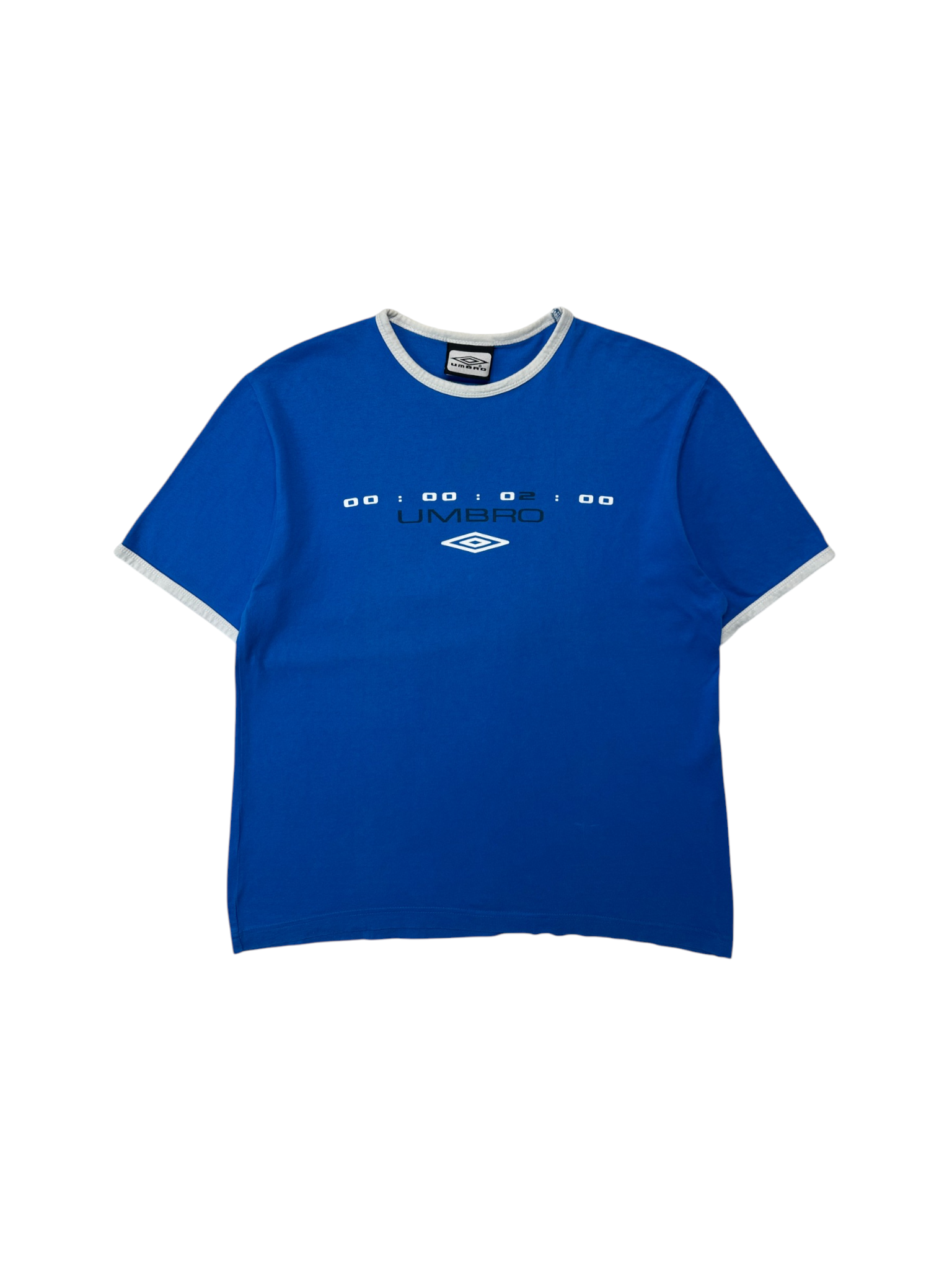 00s Umbro Ringer Shirt 'Timer' Blau