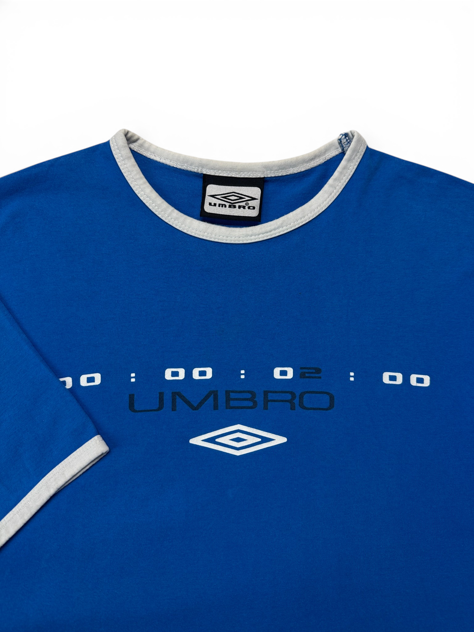 00s Umbro Ringer Shirt 'Timer' Blau