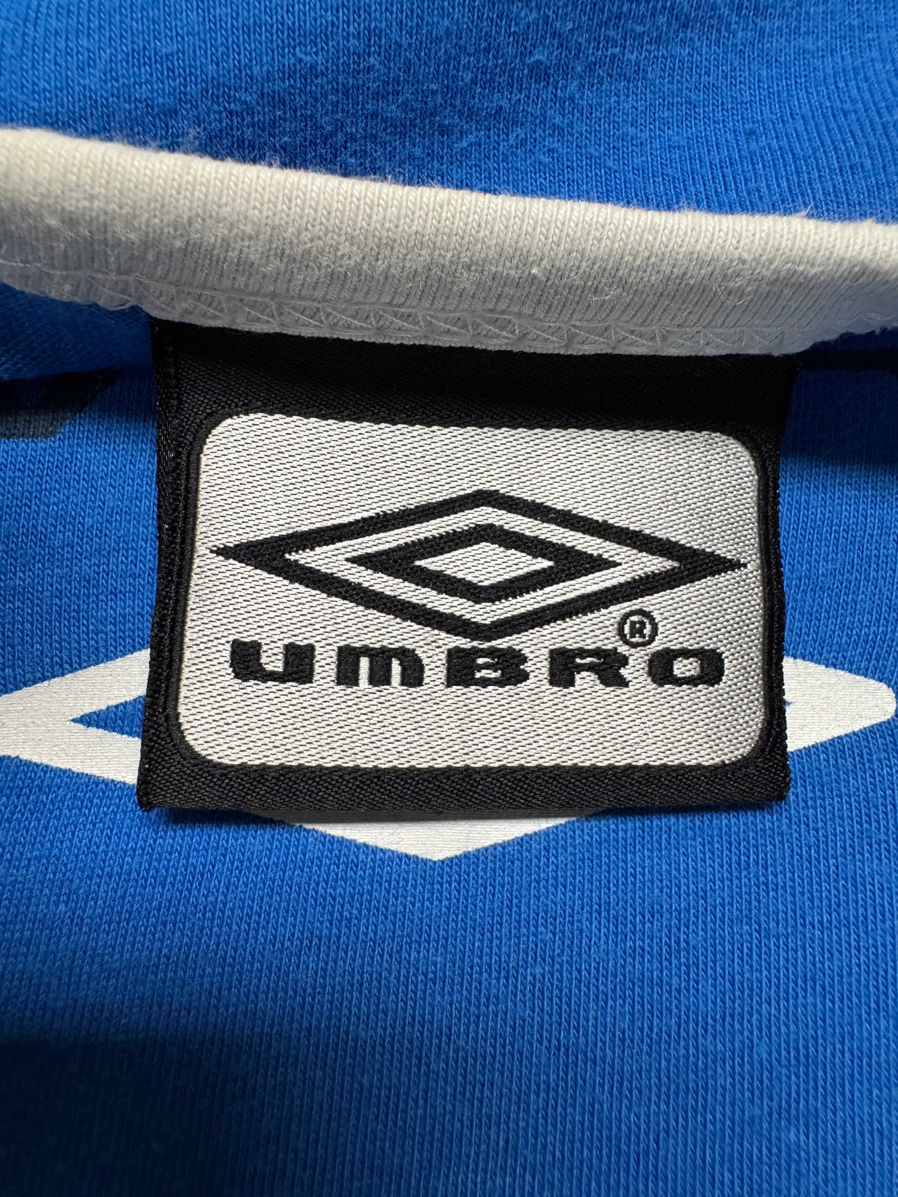 00s Umbro Ringer Shirt 'Timer' Blau