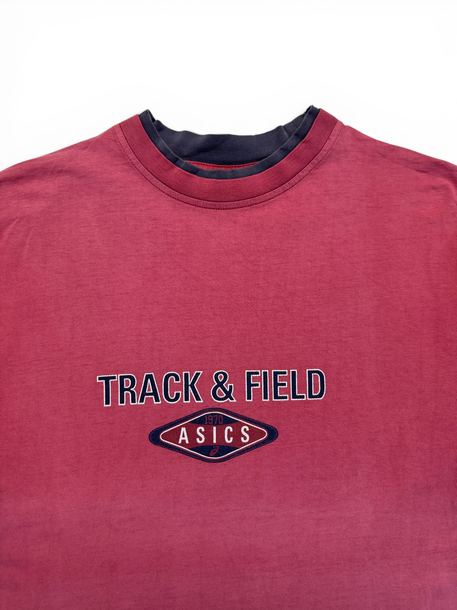 90s Faded Asics Shirt Track&Field Rot