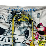 Ed Hardy Schwimmshorts 00s Y2K Print Weiß Bunt 34