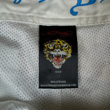 Ed Hardy Schwimmshorts 00s Y2K Print Weiß Bunt 34