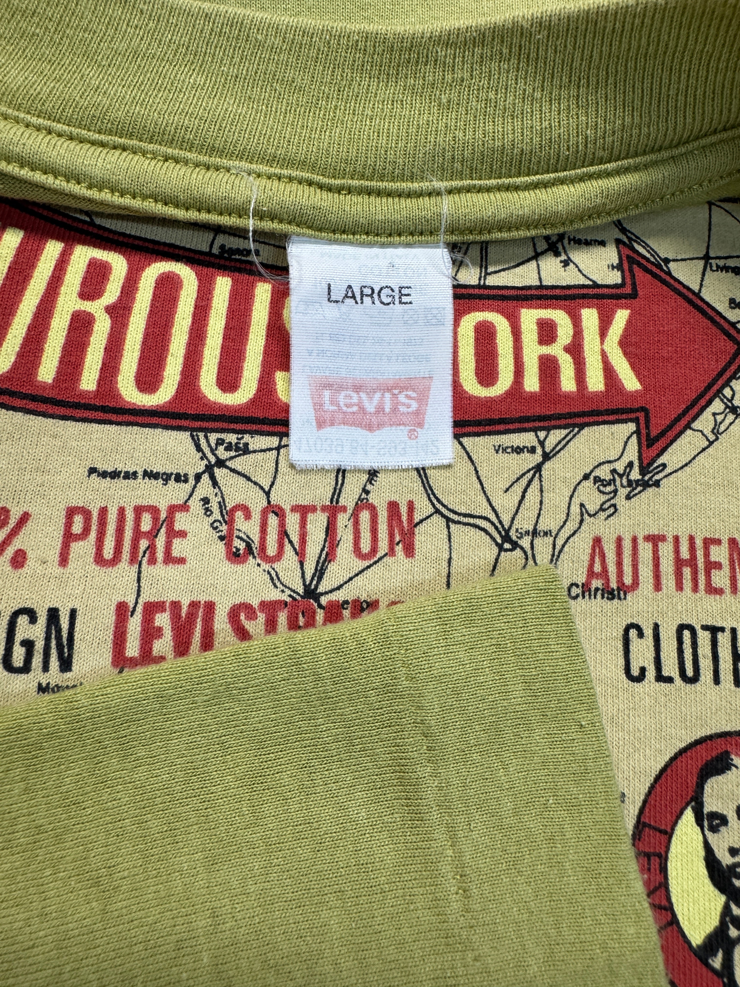 80s Levis Shirt "On the road" Single Stitch Grün
