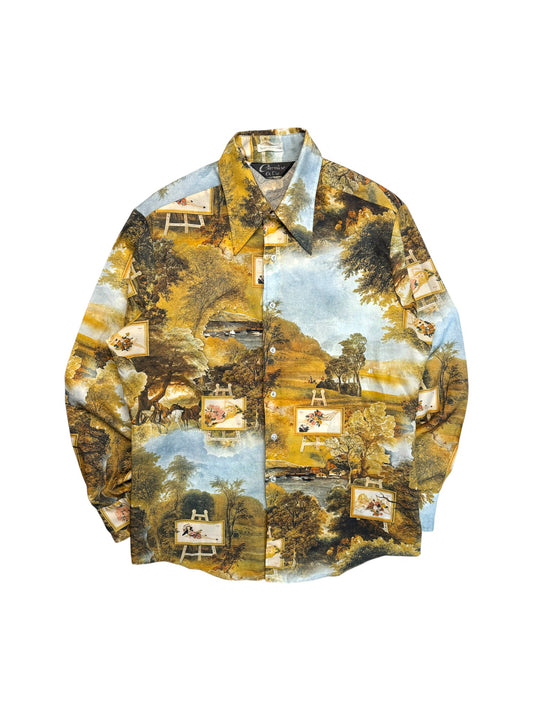 Rare! 70s Chemise Et Cie x PLAYBOY Hemd First Alberto Vargas Collage Bunt M-L