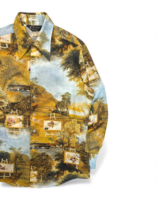 Rare! 70s Chemise Et Cie x PLAYBOY Hemd First Alberto Vargas Collage Bunt M-L