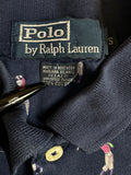 Vintage Ralph Lauren Poloshirt Allover Print Golfspieler Made In USA Dunkelblau S