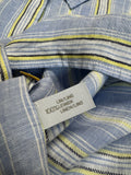 Barbara Lohmann Kurzarm Leinenhemd Gestreift Blau Gelb 46 XL