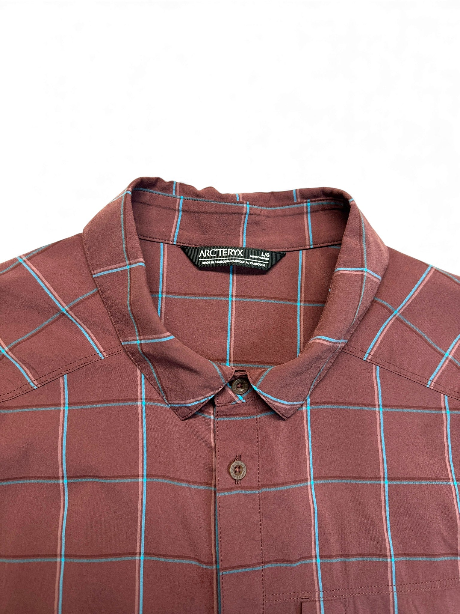 Arcteryx Kurzarm Hemd Nylon Kariert Dunkelrot L