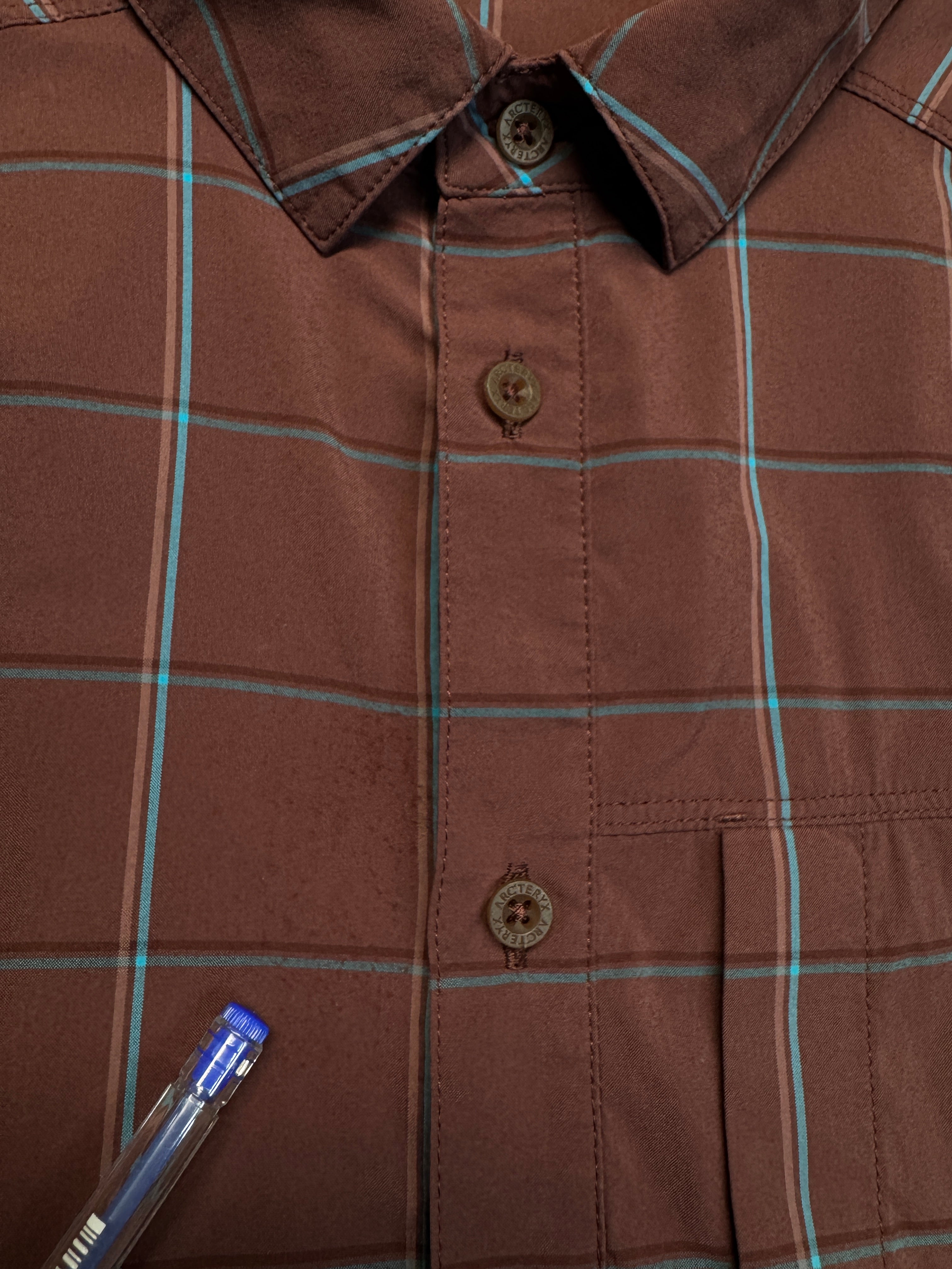 Arcteryx Kurzarm Hemd Nylon Kariert Dunkelrot L