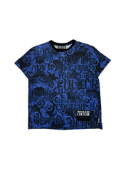 2010s Versace Baroque Logo Shirt Schwarz Blau