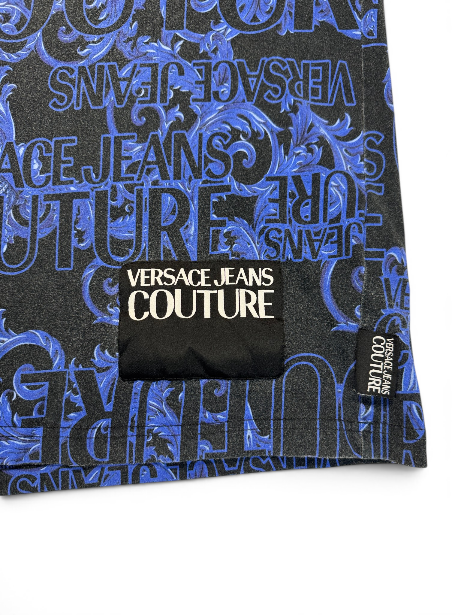 2010s Versace Baroque Logo Shirt Schwarz Blau