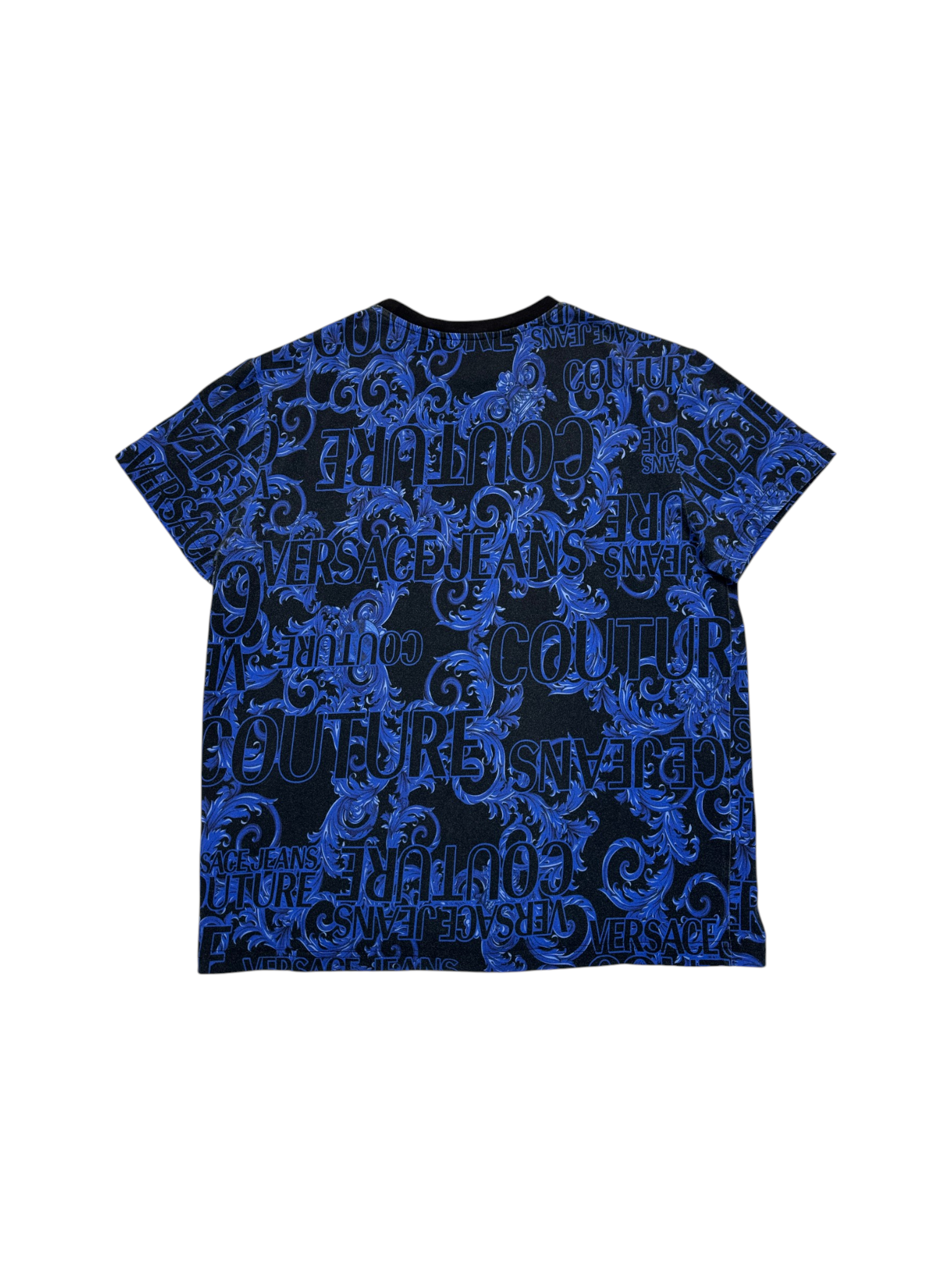2010s Versace Baroque Logo Shirt Schwarz Blau