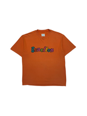 90s United Colors Of Benetton Shirt Spellout Single Stitch Orange