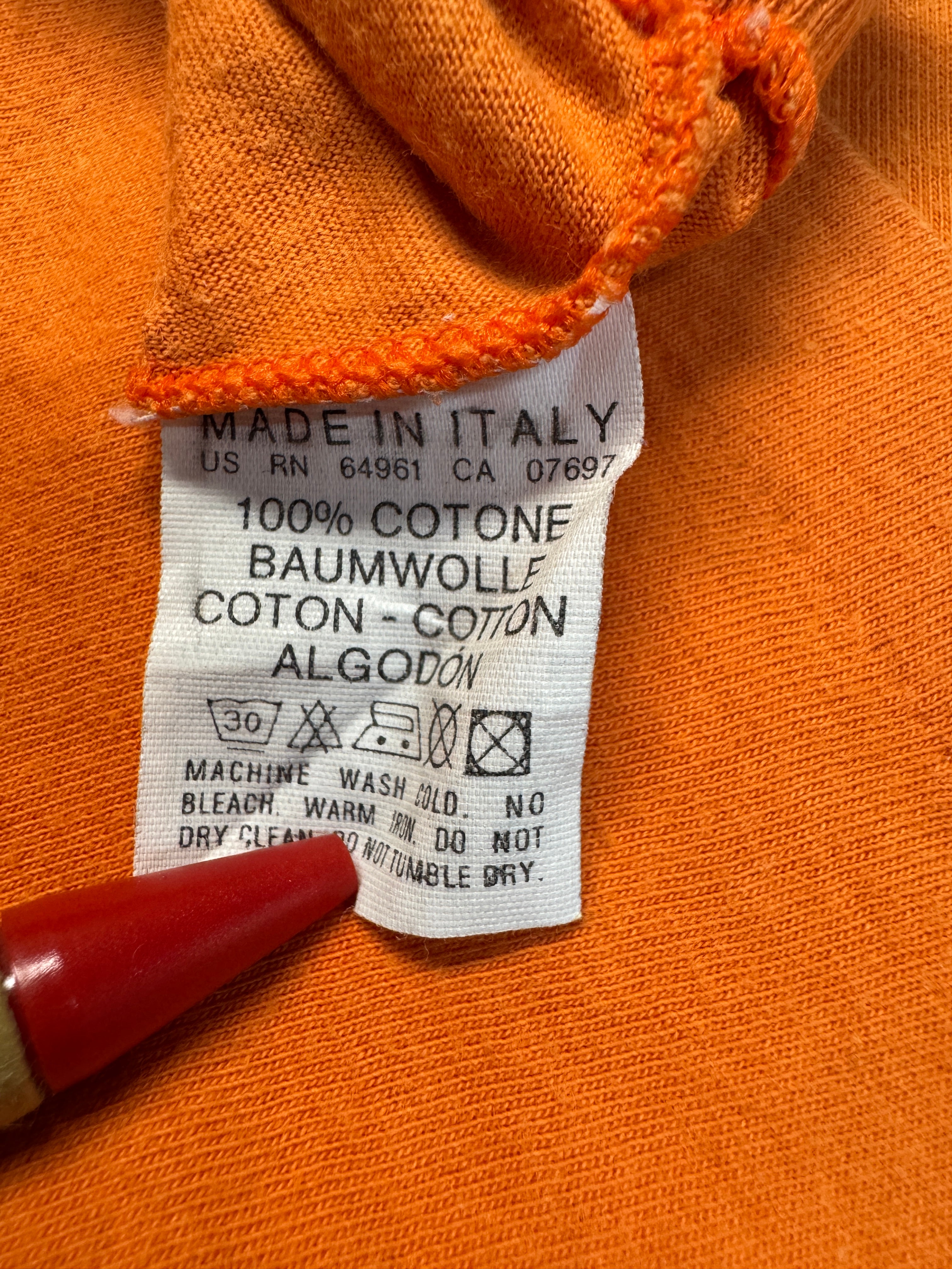 90s United Colors Of Benetton Shirt Spellout Single Stitch Orange