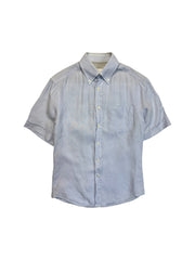 Brunello Cucinelli Kurzarm Leinenhemd Slim Fit Made In Italy Hellblau XS