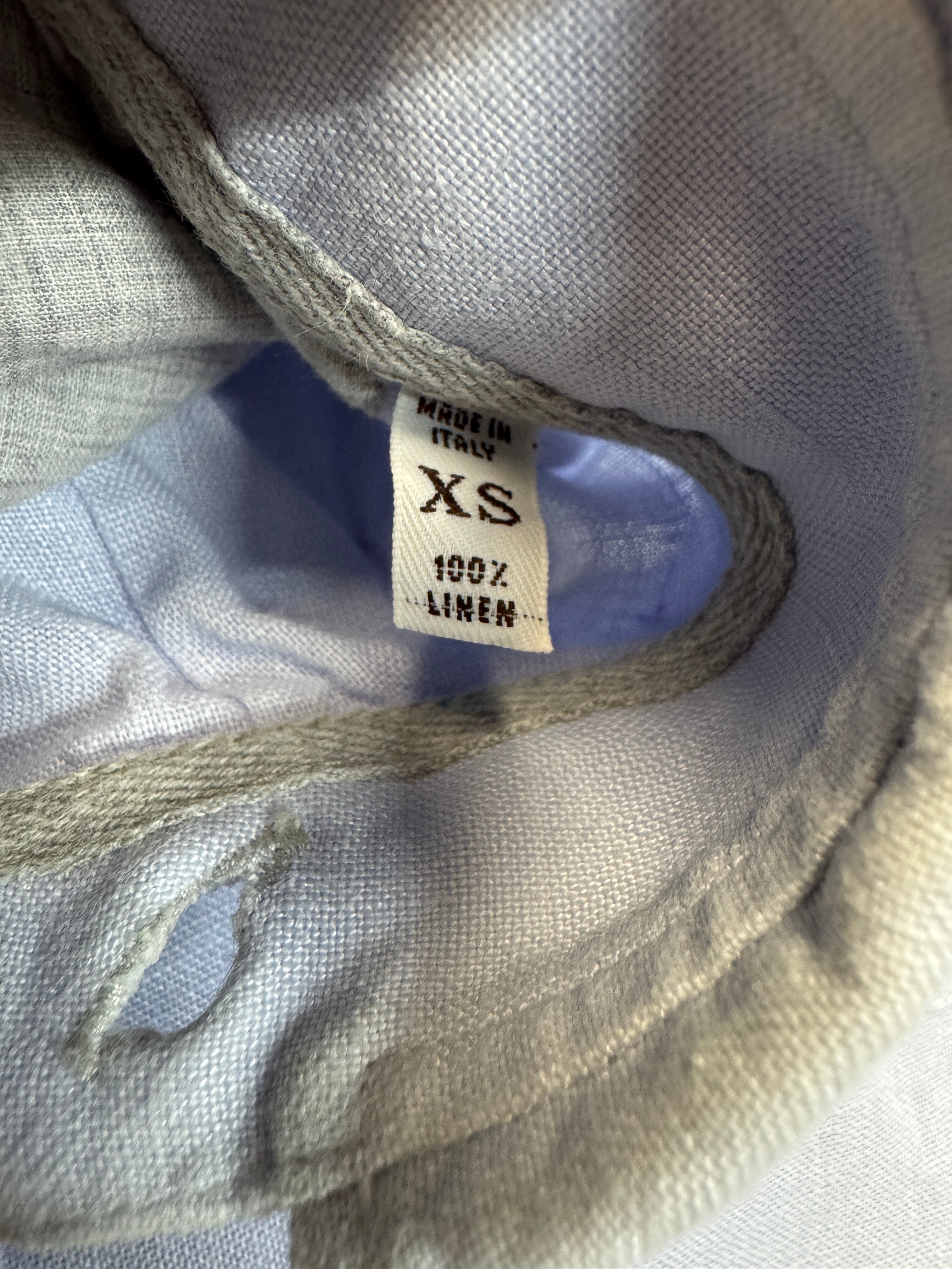 Brunello Cucinelli Kurzarm Leinenhemd Slim Fit Made In Italy Hellblau XS