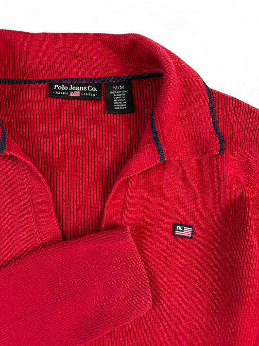 Vintage Polo Jeans Co. By Ralph Lauren Strickpulli Mit Polokragen Damen Rot M