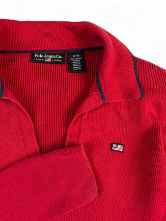 Vintage Polo Jeans Co. By Ralph Lauren Strickpulli Mit Polokragen Damen Rot M
