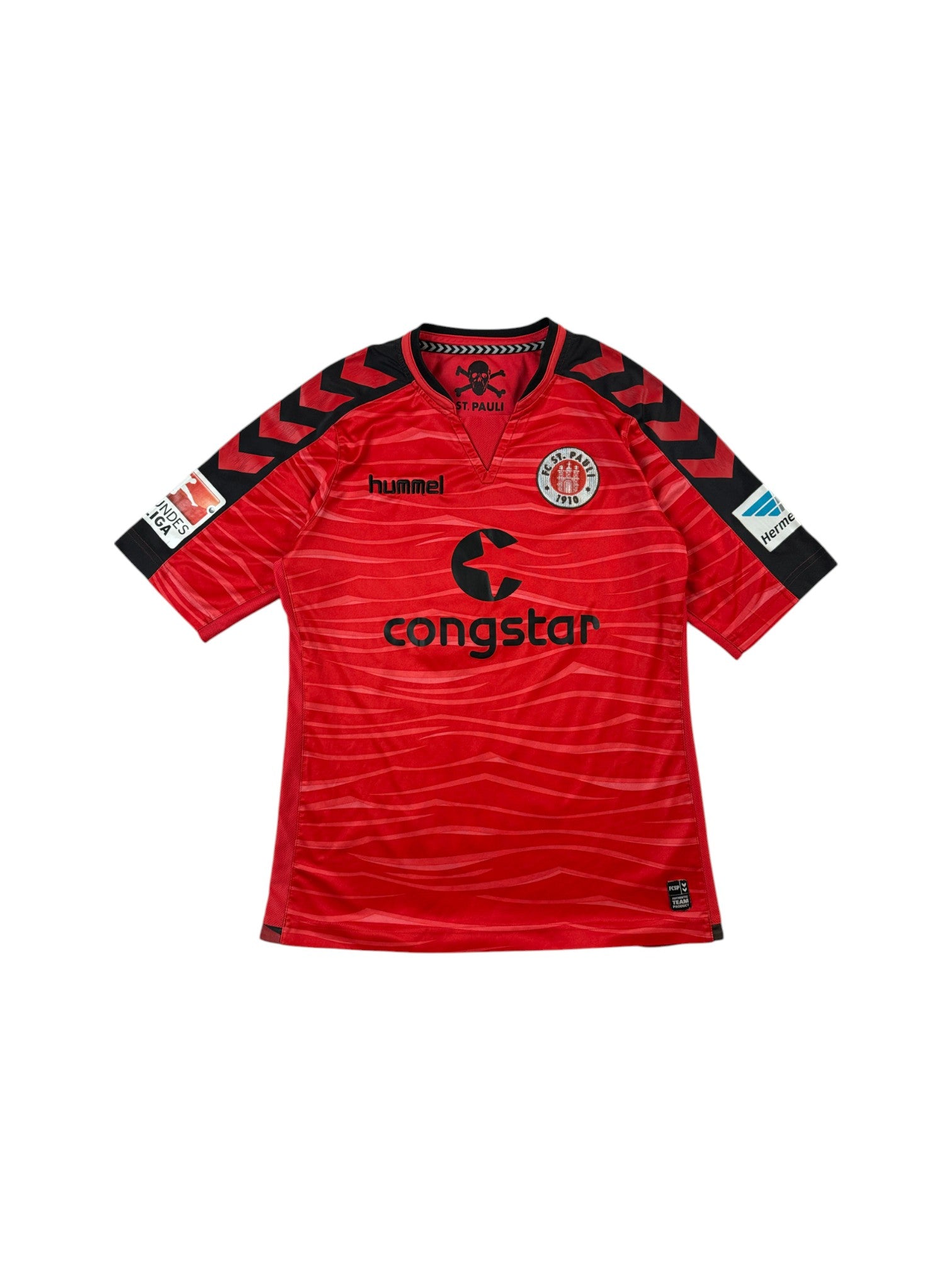 Hummel Trikot St. Pauli 2015/16 Congstar Rot Schwarz S-M