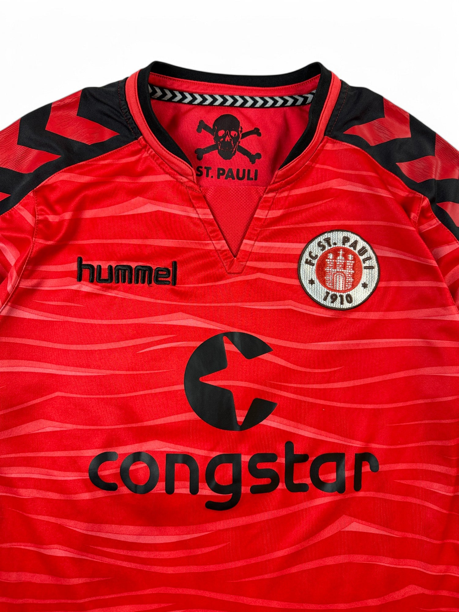 Hummel Trikot St. Pauli 2015/16 Congstar Rot Schwarz S-M