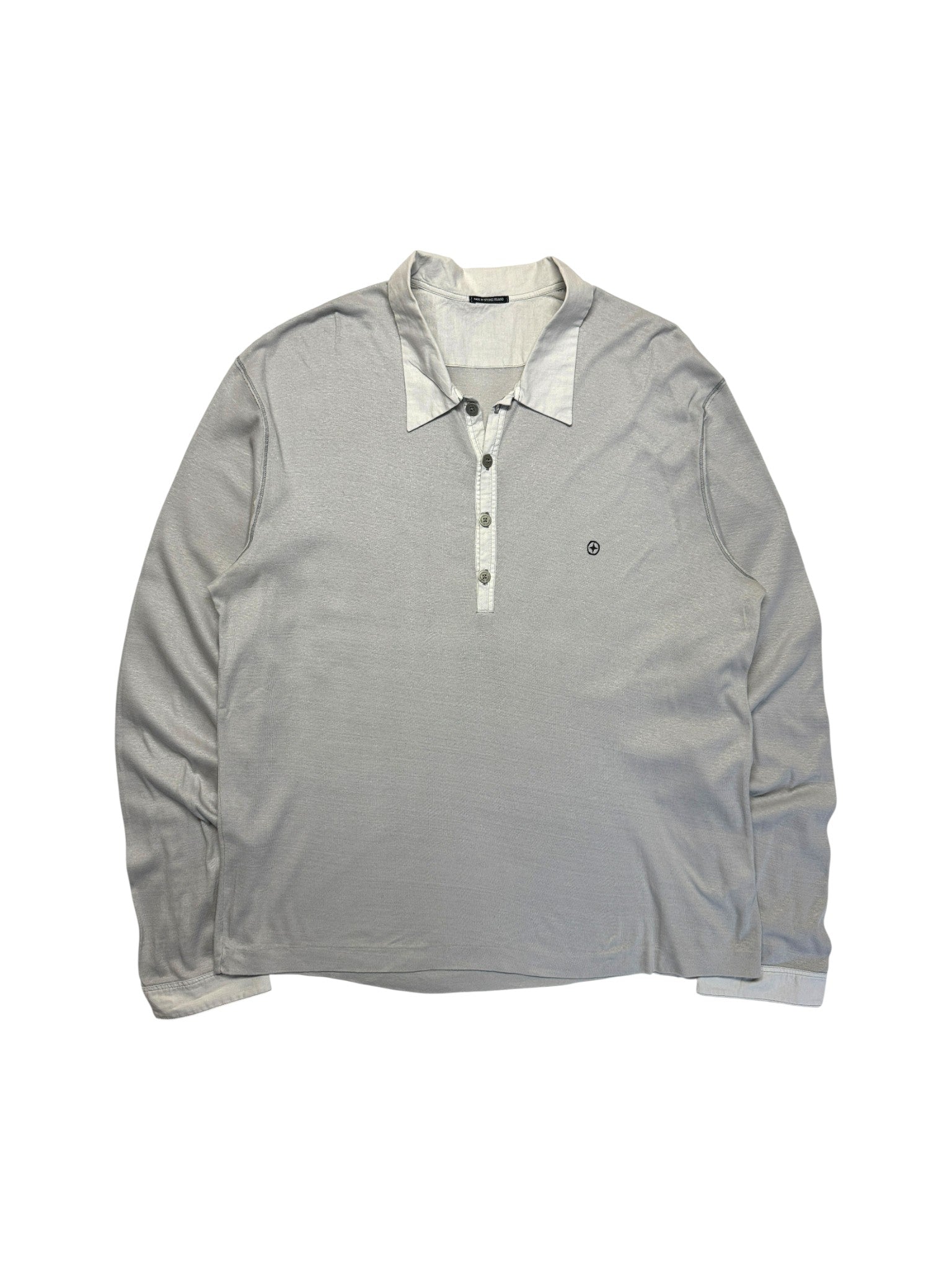 Stone Island Pulli/Longsleeve Mit Kragen Und Knopfleiste Baumwolle & Leinen Made In Italy Hellgrau XXXL