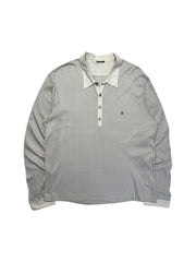 Stone Island Pulli/Longsleeve Mit Kragen Und Knopfleiste Baumwolle & Leinen Made In Italy Hellgrau XXXL