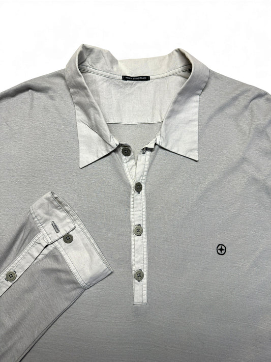 Stone Island Pulli/Longsleeve Mit Kragen Und Knopfleiste Baumwolle & Leinen Made In Italy Hellgrau XXXL (Kopie)