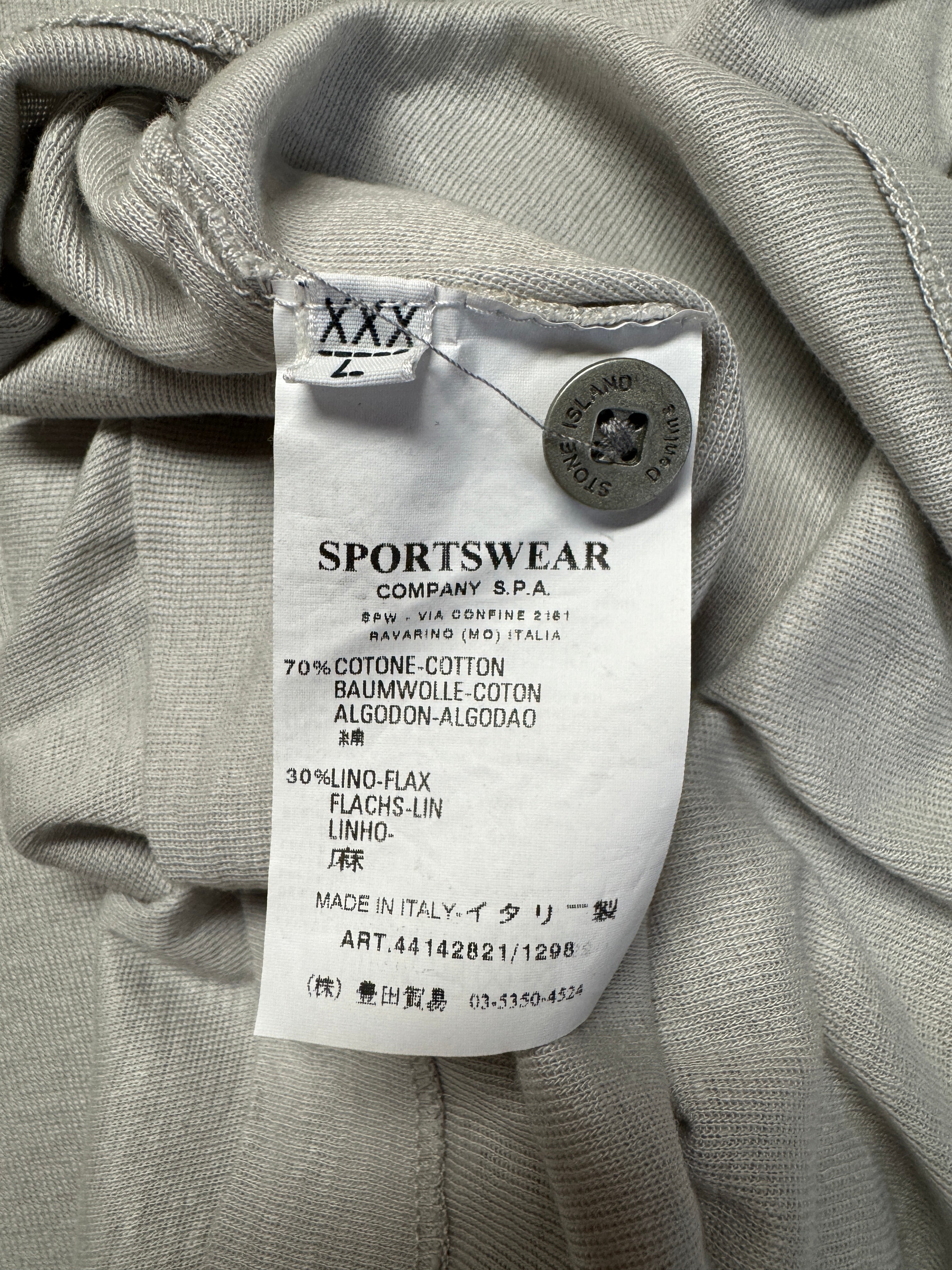 Stone Island Pulli/Longsleeve Mit Kragen Und Knopfleiste Baumwolle & Leinen Made In Italy Hellgrau XXXL