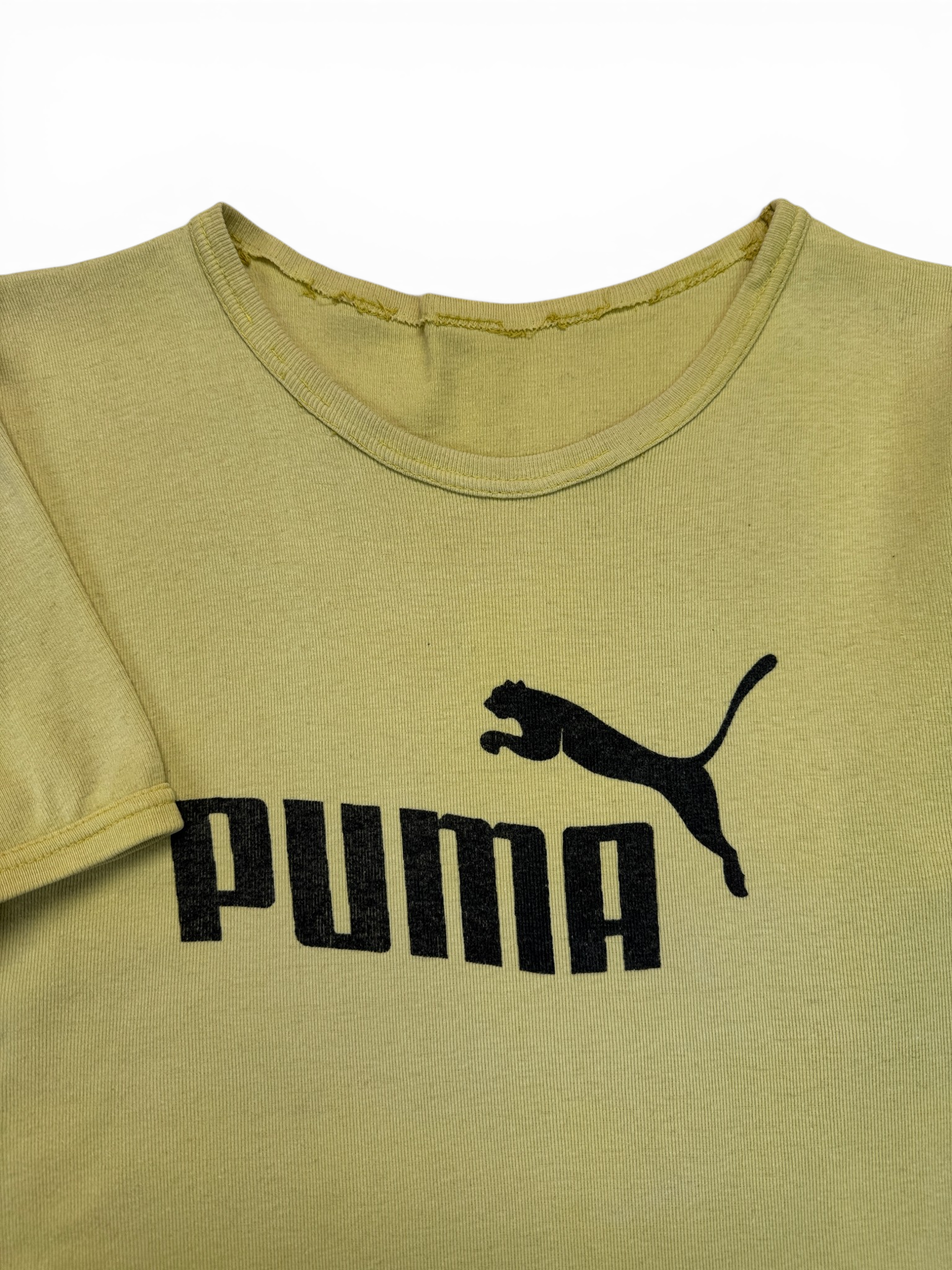 80s Puma Slim Fit Ribbed Logo Shirt Gelb
