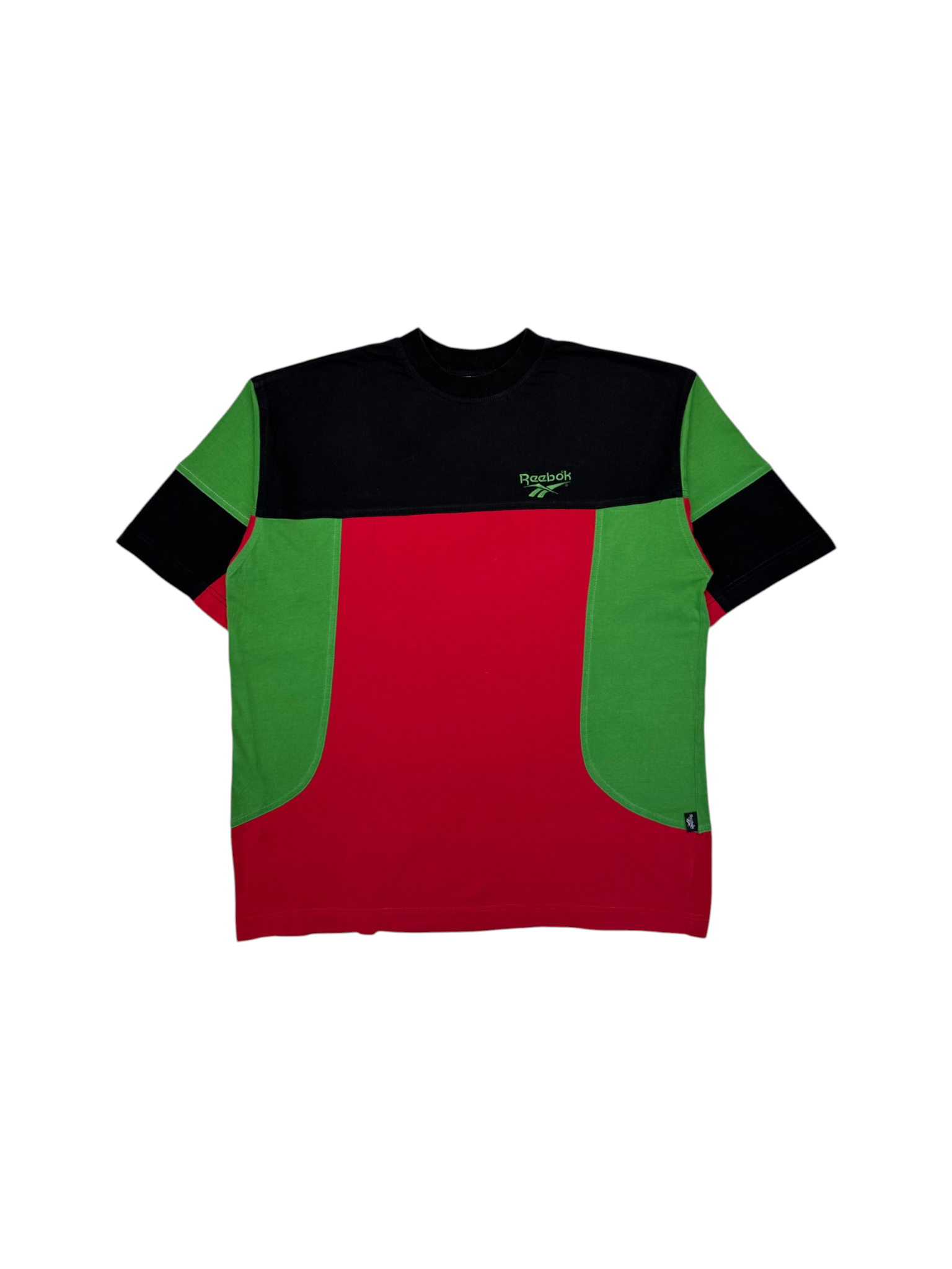 90s Reebok Colorblocked Shirt Rot Schwarz Grün