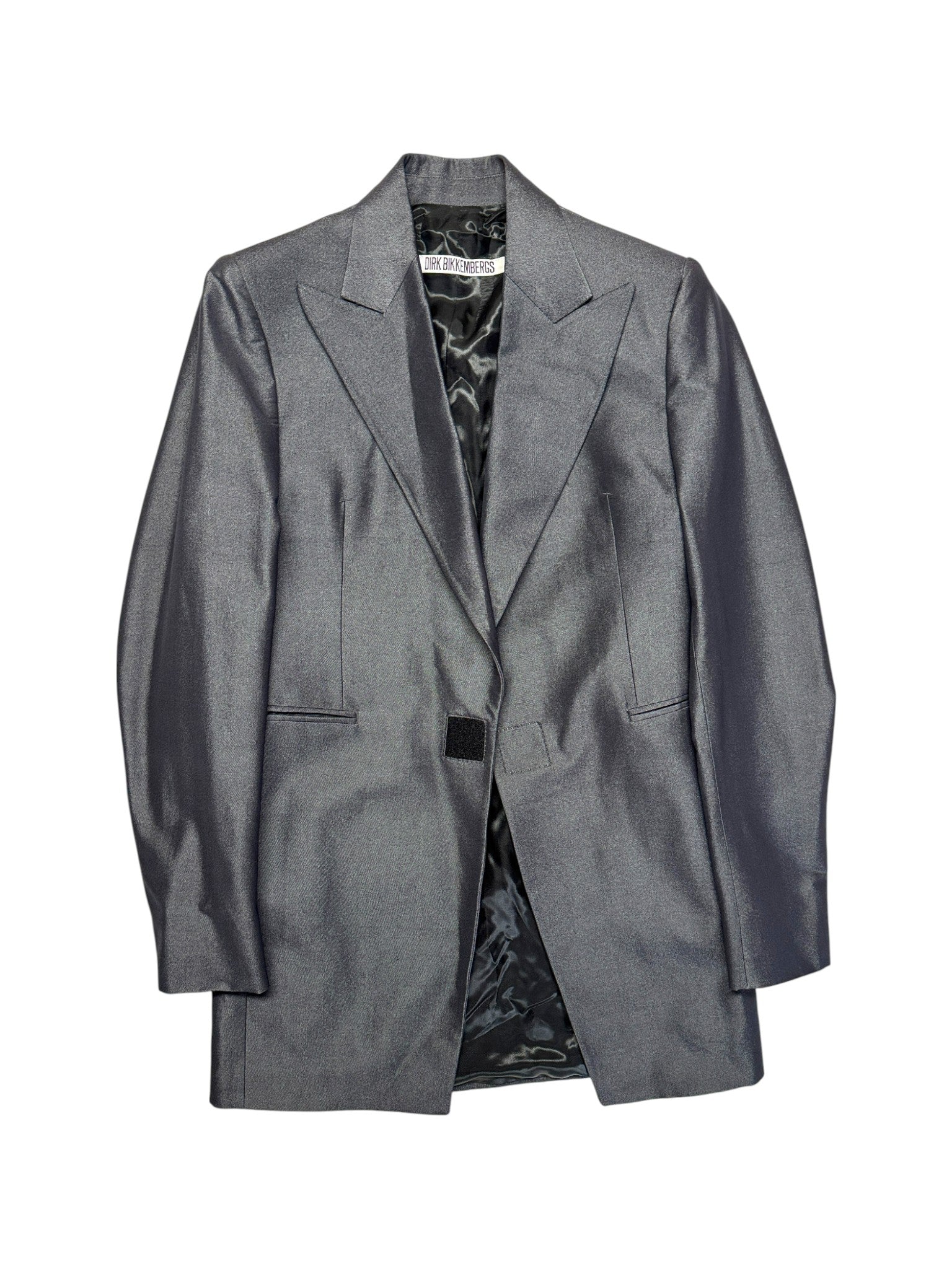 00s Dirk Bikkembergs Blazer Velcro-Closure Glanz Made In Italy Silber Metallic 48 S-M